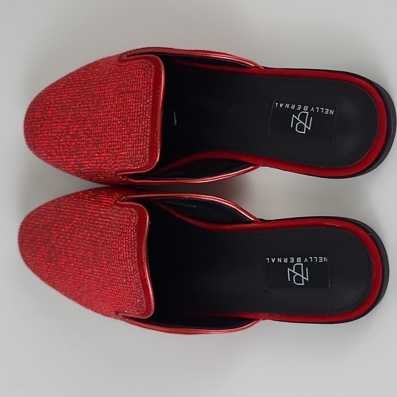 New Nelly Bernal Ms. Bling Red Rhinestone Mule Slides Size 6 - 6.5 - Picture 7 of 11